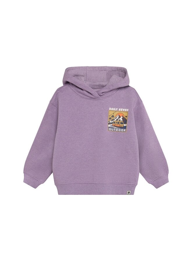 Oversized hoodie chestprint purple melange