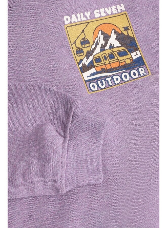 Oversized hoodie chestprint purple melange