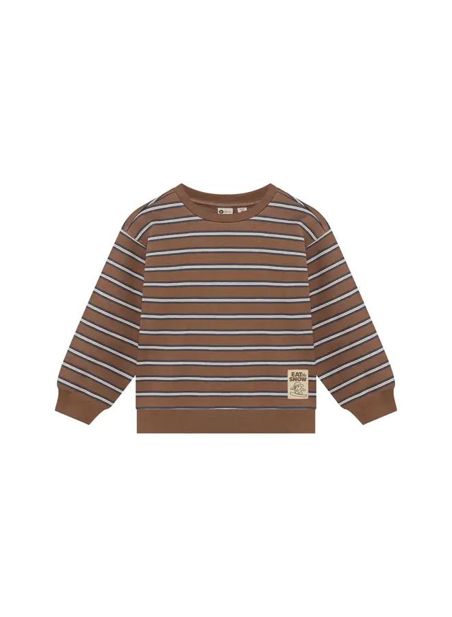 Oversized sweater striped almond brown