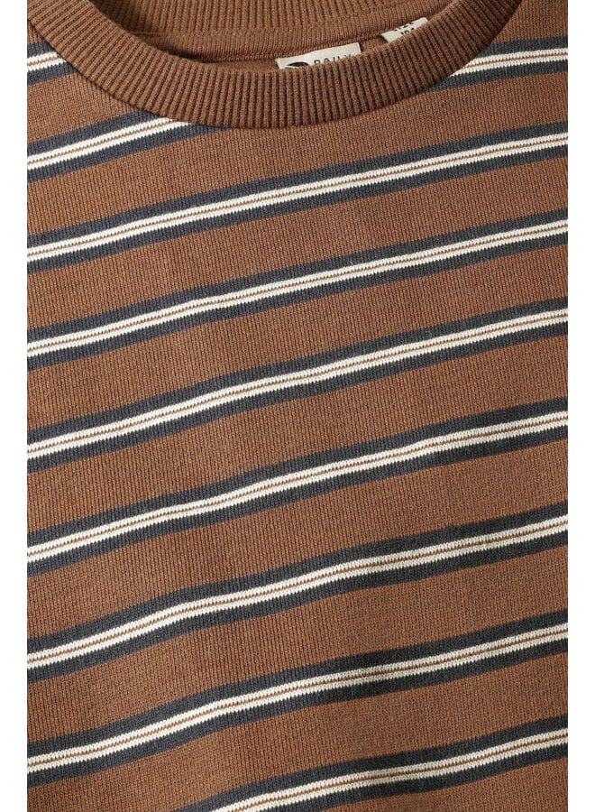 Oversized sweater striped almond brown
