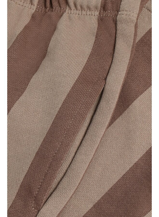 Pants wide fit stripe almond brown