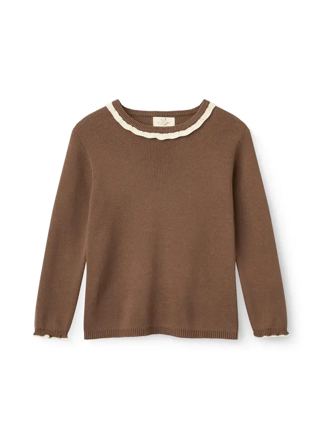 Longsleeve w. deco neck walnut comb