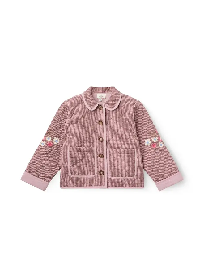Quilted jacket w. embroidery winter rose