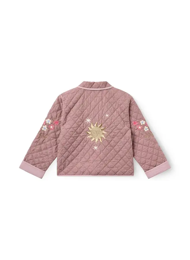 Quilted jacket w. embroidery winter rose