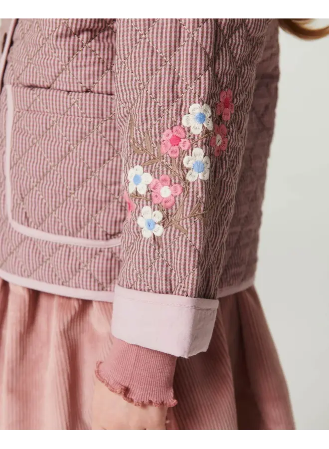 Quilted jacket w. embroidery winter rose