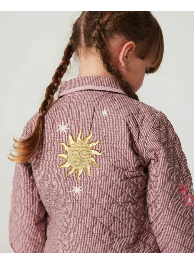 Quilted jacket w. embroidery winter rose
