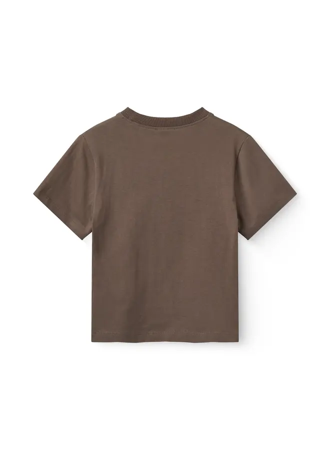 T-shirt w. embroidery ss dark brown