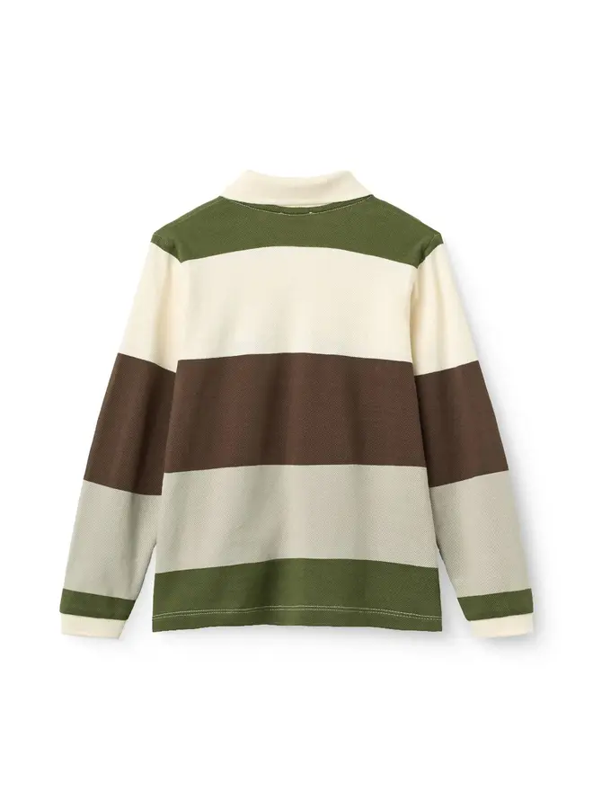 Striped pique polo ls grey
