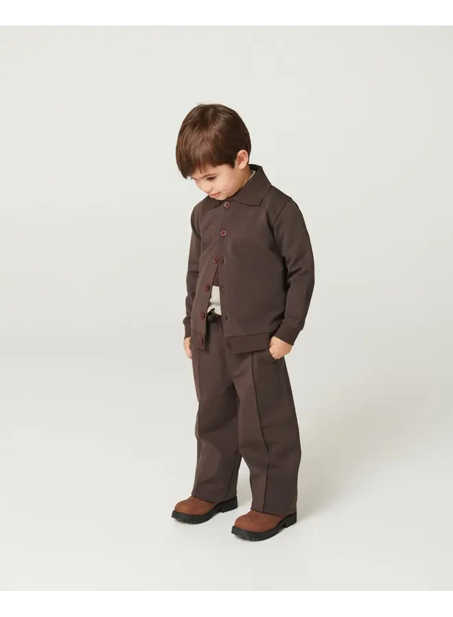 Super stretchy high school cardigan dark brown