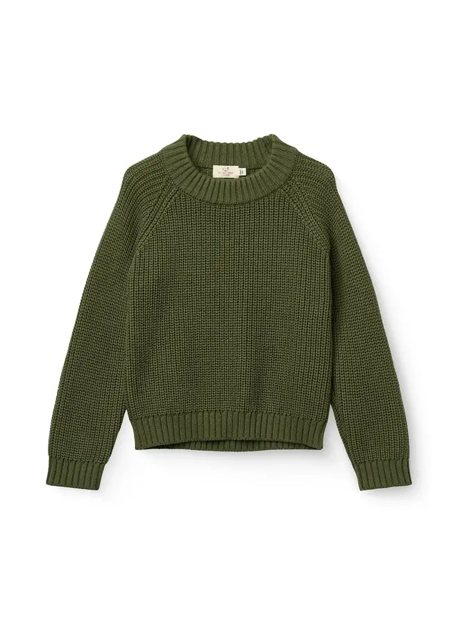 Knitted classic rib sweater dark green