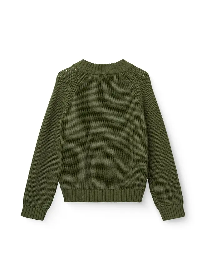 Knitted classic rib sweater dark green