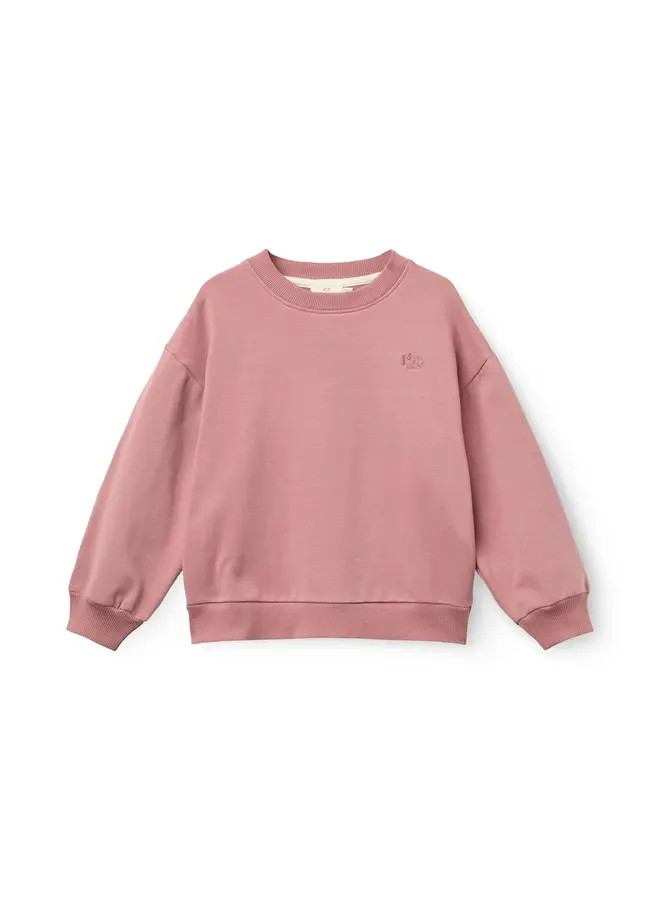 Classic sweater w. logo embroidery winter rose