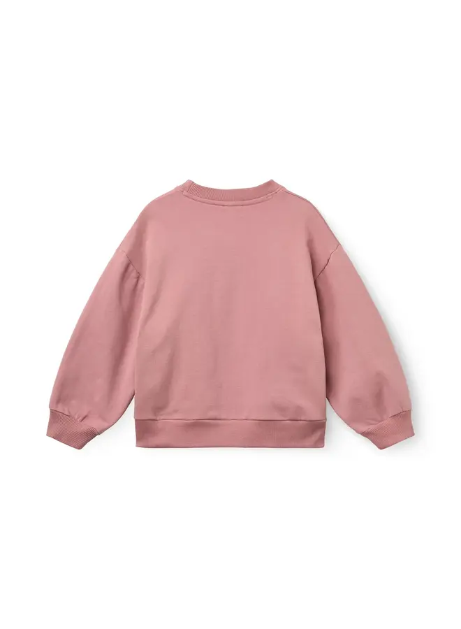 Classic sweater w. logo embroidery winter rose
