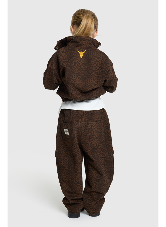 Woven leopard cargo pants