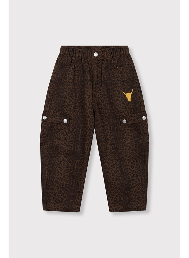 Woven leopard cargo pants