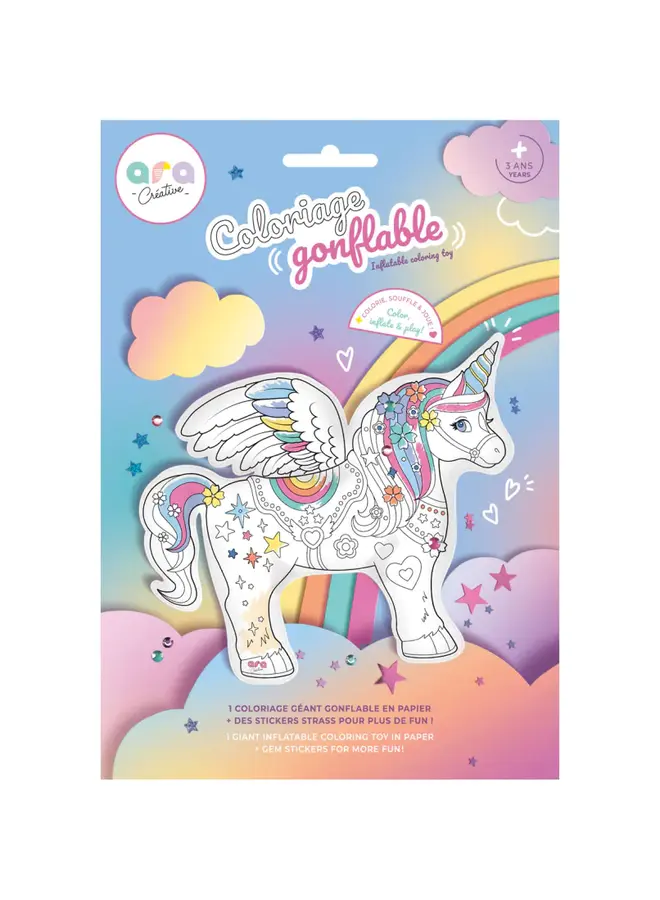Ara créative opblaaspare kleurplaat unicorn