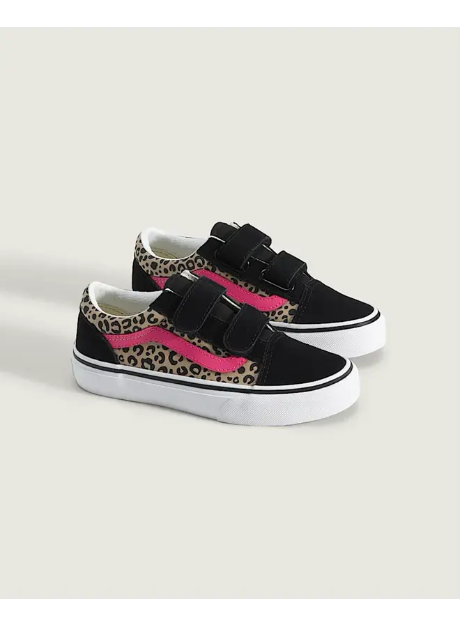 Old skool v leopard pop pink velvet/black