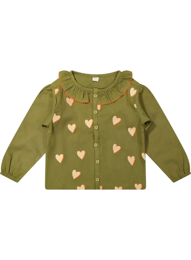 Blouse cleo twill embroidery hearts