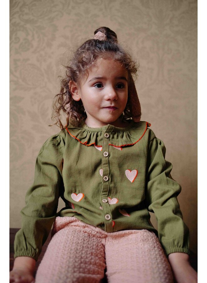 Blouse cleo twill embroidery hearts