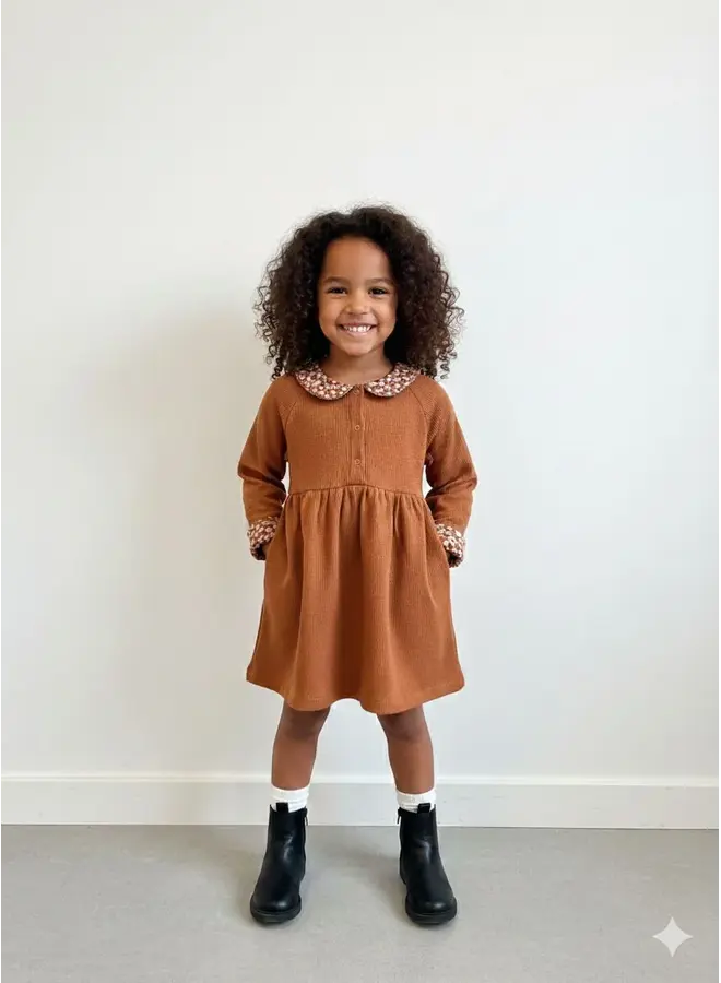 Dress asha rib waffle leather brown
