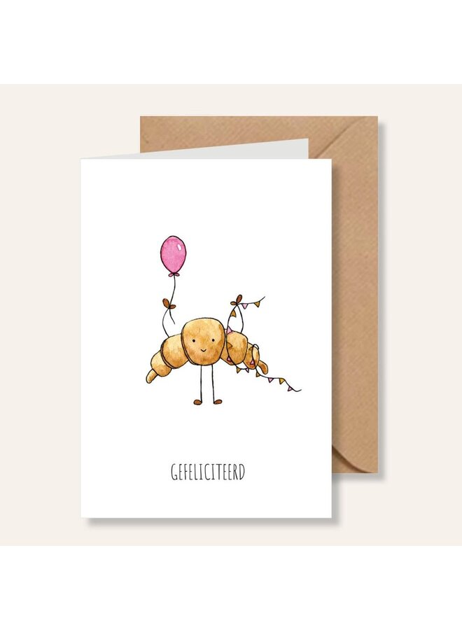 Kaart gefeliciteerd croissant
