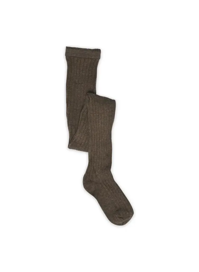 Cotton rib tights brown melange