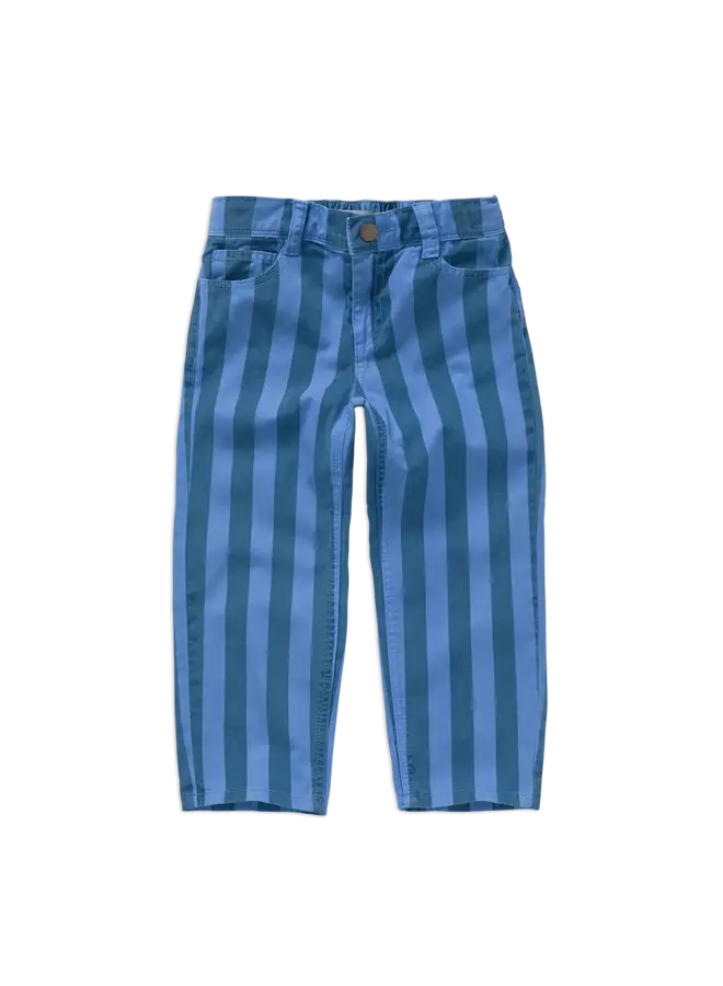 Straight denim pants stripes blue denim