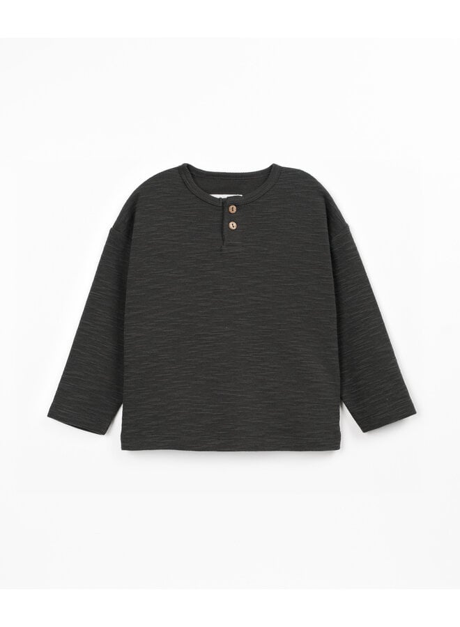 Longsleeve t-shirt grey w. buttons