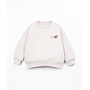 Cotton fleece sweater backprint beige