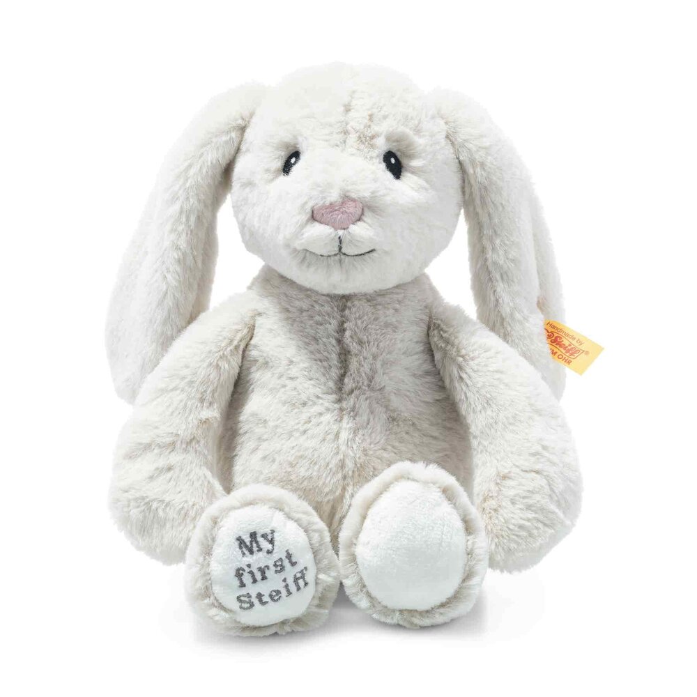 Steiff Knuffel Hoppie Rabbit My First Lichtgrijs 26cm
