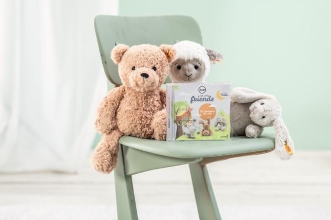 Steiff Knuffel Hoppie Rabbit Lichtgrijs 18cm Steiff Knuffel Hoppie Rabbit Lichtgrijs 18cm