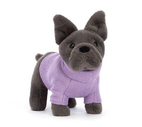 Jellycat Knuffel Hond Sweater French Bulldog Purple Jellycat Knuffel Hond Sweater French Bulldog Purple