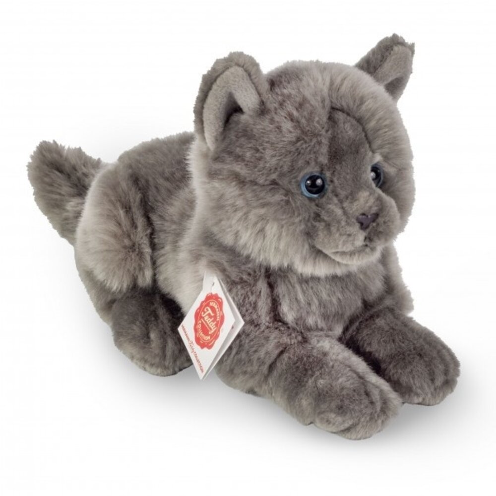 Hermann teddy Knuffel Kat Karthuizer Chartreux Liggend Hermann teddy Knuffel Kat Karthuizer Chartreux Liggend