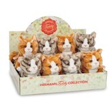 Hermann teddy Knuffel Kat Getijgerd Rood of Grijs 18cm