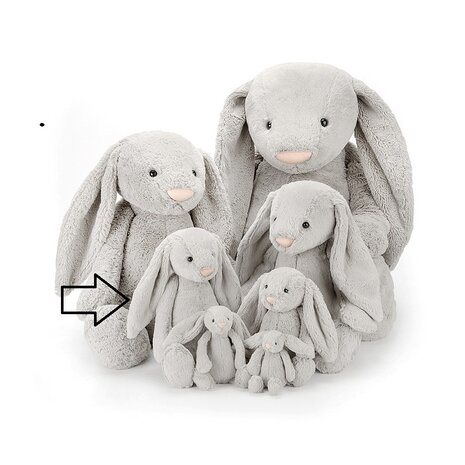 Jellycat Knuffel Konijn Bashful Silver Bunny Medium Jellycat Knuffel Konijn Bashful Silver Bunny Medium