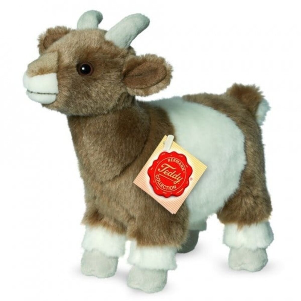 Hermann teddy Knuffel Geit Bruin Wit 22cm