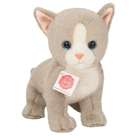Hermann teddy Knuffel Kat Kitten Grijs 24cm