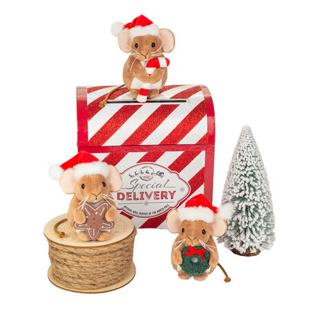 Hermann teddy Knuffel Kerstmuis met Koek 11cm