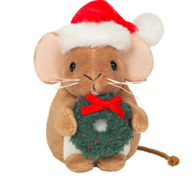 Hermann teddy Knuffel Kerstmuis met Krans 11cm