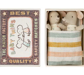 Maileg Knuffelmuis Tweeling Baby Muis in Luciferdoosje 8cm