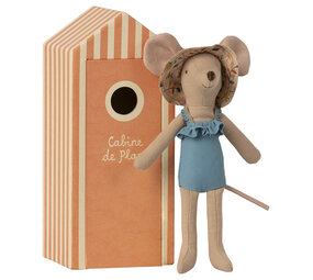 Maileg Knuffelmuis Beach Mice Mum in Strandhokje Maileg Knuffelmuis Beach Mice Mum in Strandhokje