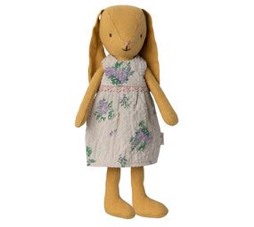 Maileg Knuffel Bunny Size 1 Dusty Yellow met Jurk 20cm