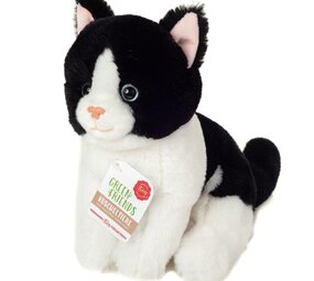 Hermann teddy Knuffel Kat Zittend Zwart-Wit 20 cm