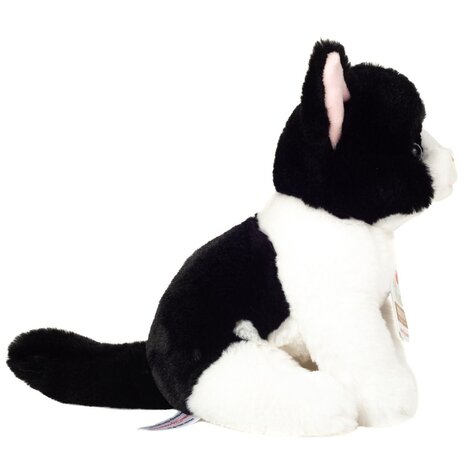 Hermann teddy Knuffel Kat Zittend Zwart-Wit 20 cm