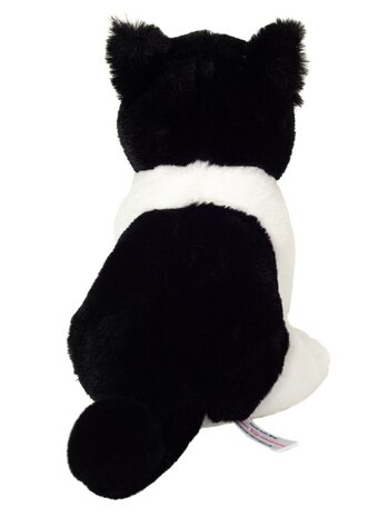 Hermann teddy Knuffel Kat Zittend Zwart-Wit 20 cm