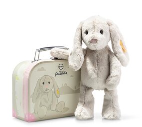 Steiff Knuffel Konijn Hoppie in Koffertje lichtgrijs 26 cm Steiff Knuffel Konijn Hoppie in Koffertje lichtgrijs 26 cm