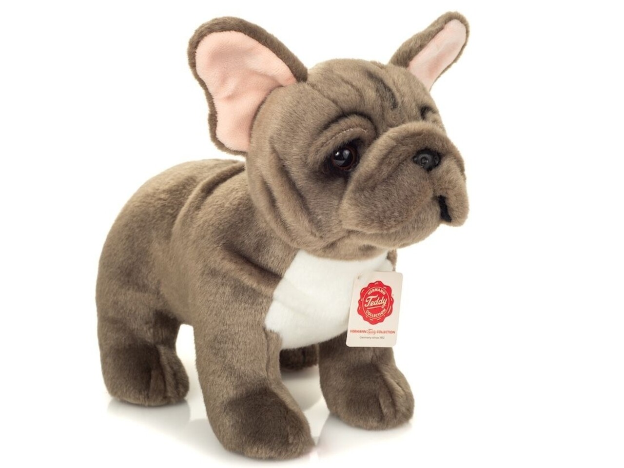 Hermann teddy Knuffel Franse Bulldog Staand Grijs 30cm