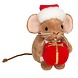 Hermann teddy Knuffel Kerst Muis met Geschenk 11cm