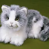 Förster Knuffel Kat Liggend Grijs/Wit klein 20cm