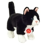Hermann Teddy Knuffel Kat Staand Zwart Wit 20cm